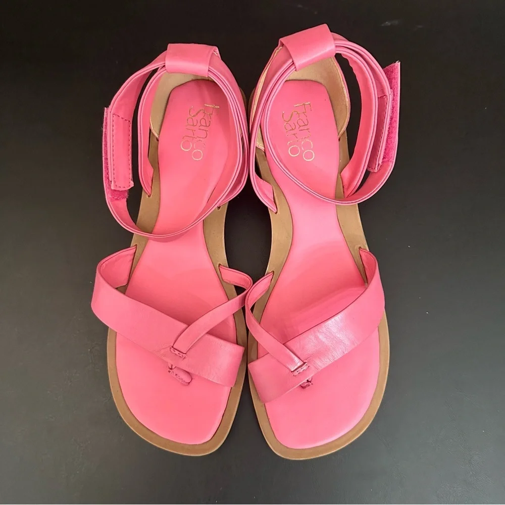 Franco Sarto Sandal Parker Ankle Strap Pink Leather Women 9M Spring Shoes NEW - Picture 5 of 8